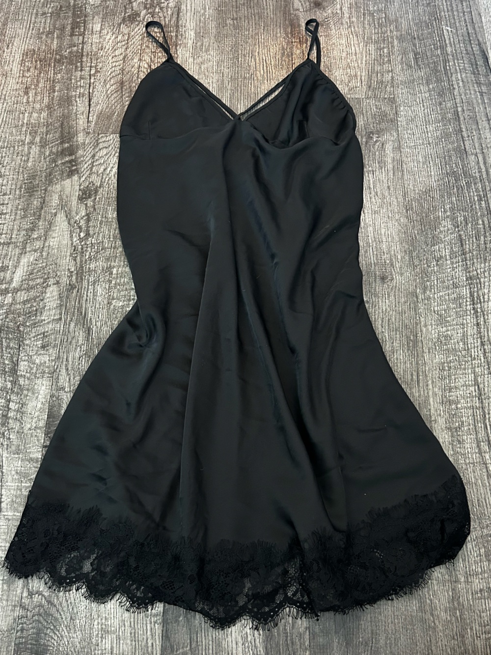 Black Lace Trim Slip Dress - Women Intimates